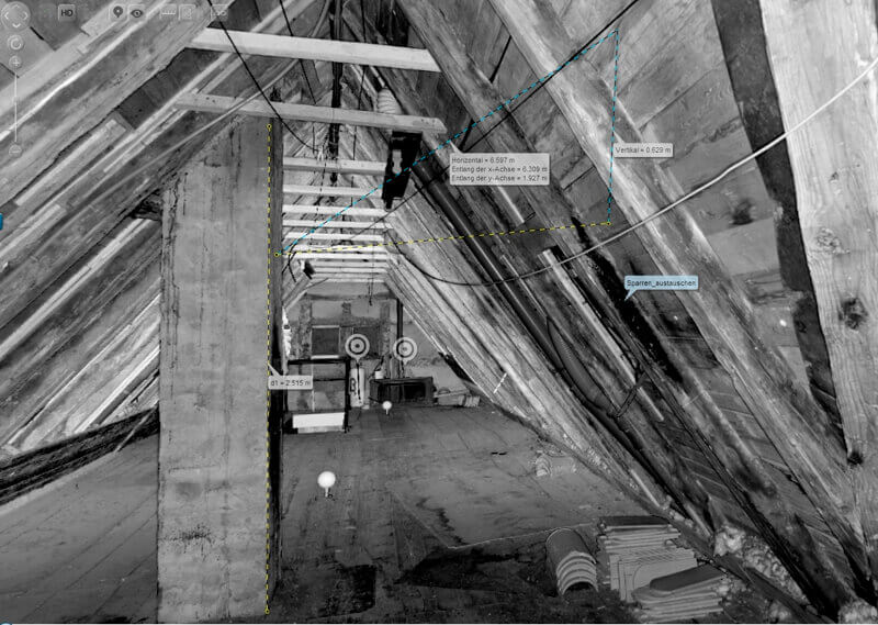 3D-Laserscanning - Erfassung von Gebäuden für das Innenaufmaß.
